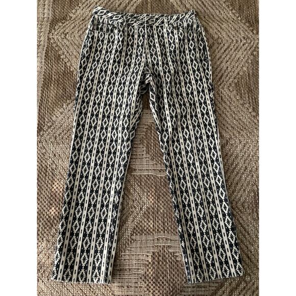 DG2 by Diane Gilman Tan and Black casual cotton blend ikat print pant SZ 10 P - Picture 1 of 6